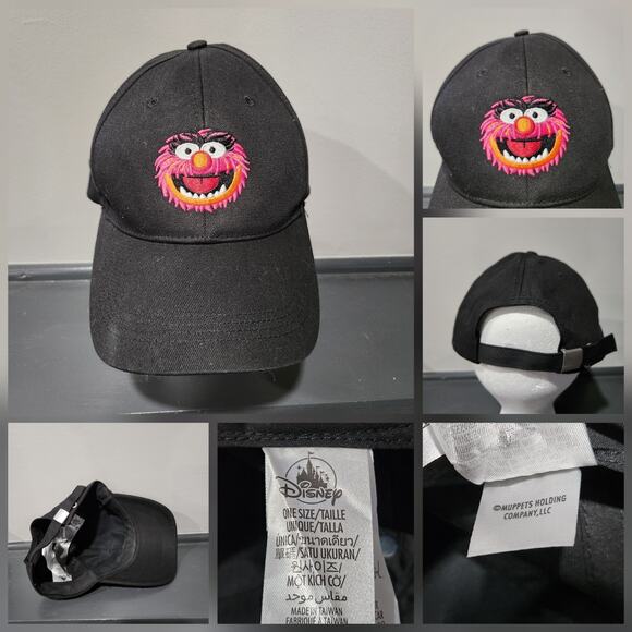 Disney Parks The Muppets Animal Head Black Adjustable Strapback Hat Cap OSFA - Picture 1 of 16